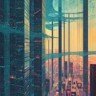 Prismcliffism style, Midjourney V6.1: megacity with futuristic bioarchitecture
