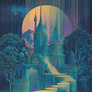 Prismcliffism style, Midjourney V6.1: retro fairy-tale illustration