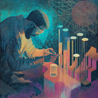 Prismcliffism style, Midjourney V6.1: editorial illustration for popular scientific magazine cover