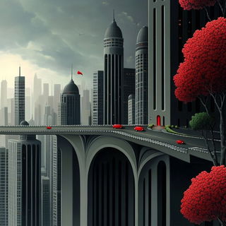 Bougainvillea Occlusion style, Midjourney V6.1: megacity with futuristic bioarchitecture