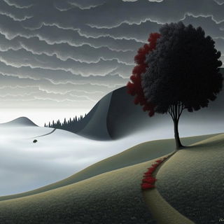 Bougainvillea Occlusion style, Midjourney V6.1: realistic landscape photograph of quiet dawn