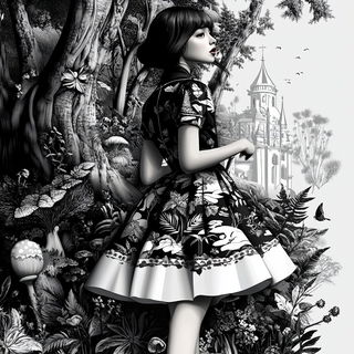 Gothicrucible style, Midjourney V6.1: retro fairy-tale illustration