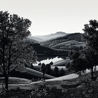 Gothicrucible style, Midjourney V6.1: realistic landscape photograph of quiet dawn
