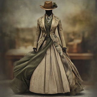 Junglechromica style, Midjourney V6.1: haute-couture fashion outfit