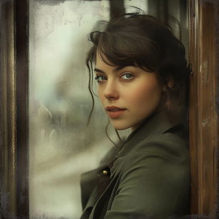 Junglechromica style, Midjourney V6.1: photographic portrait of female protagonist
