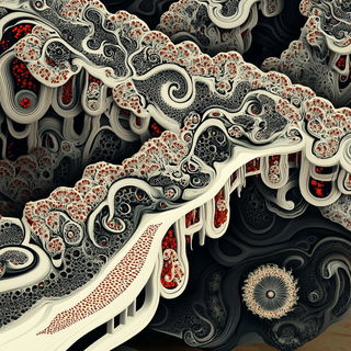 Mosaicore style, Midjourney V6.1: abstract 3D render