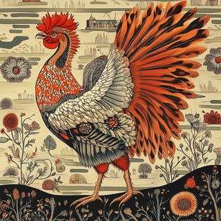 Mosaicore style, Midjourney V6.1: traditional folk art