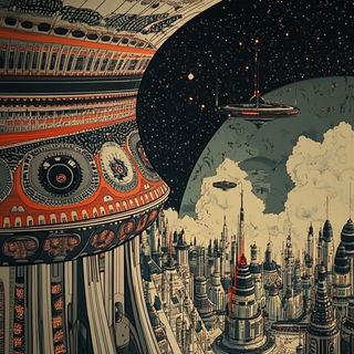 Mosaicore style, Midjourney V6.1: cinematic shot from sci-fi movie