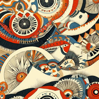 Mosaicore style, Midjourney V6.1: creative pattern composition
