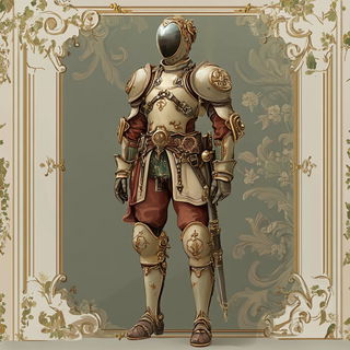Redfoil Apocalypse style, Midjourney V6.1: concept art character design of retropunk steam knight