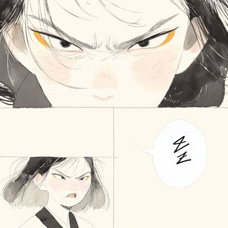 Glaciocarnivale style, Midjourney V6.1: black-and-white manga comic strip