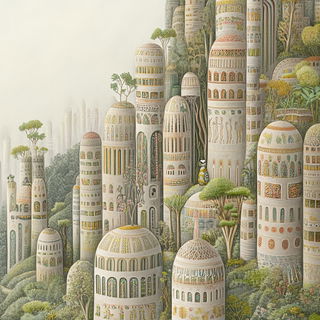 Archipelago Parallax style, Midjourney V6.1: megacity with futuristic bioarchitecture