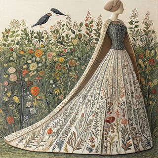 Archipelago Parallax style, Midjourney V6.1: haute-couture fashion outfit