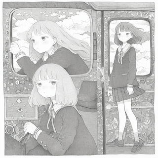 Archipelago Parallax style, Midjourney V6.1: black-and-white manga comic strip