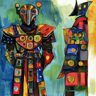 Scumbletide style, Midjourney V6.1: concept art character design of retropunk steam knight