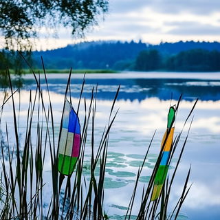 Scumbletide style, Midjourney V6.1: realistic landscape photograph of quiet dawn