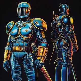 Obsidian Cartograph style, Midjourney V6.1: concept art character design of retropunk steam knight