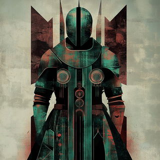 Frostflare style, Midjourney V6.1: concept art character design of retropunk steam knight