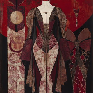 Posterbinding style, Midjourney V6.1: haute-couture fashion outfit