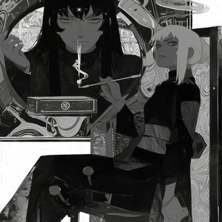 Posterbinding style, Midjourney V6.1: black-and-white manga comic strip