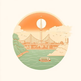Radiant Kicker style, Midjourney V6.1: bold minimalist logo design for Istanbul city municipal services
