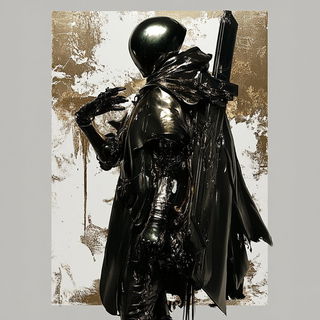 Kiku Linecut style, Midjourney V6.1: concept art character design of retropunk steam knight