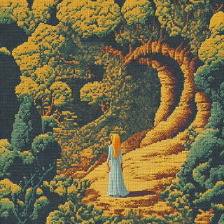 Lithomosaicism style, Midjourney V6.1: retro fairy-tale illustration