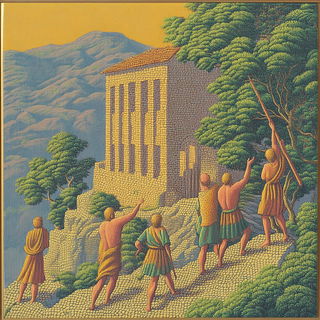 Lithomosaicism style, Midjourney V6.1: classical 18th-century oil painting