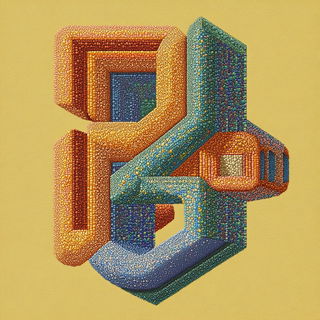 Lithomosaicism style, Midjourney V6.1: typographic composition with large letters