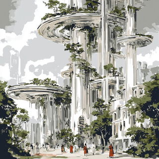 Cryogeometry style, Midjourney V6.1: megacity with futuristic bioarchitecture