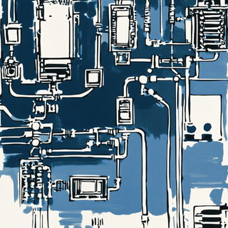 Cryogeometry style, Midjourney V6.1: technical infrastructure blueprint schematics