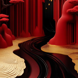 Inkruin style, Midjourney V6.1: abstract 3D render