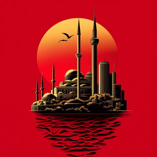 Inkruin style, Midjourney V6.1: bold minimalist logo design for Istanbul city municipal services