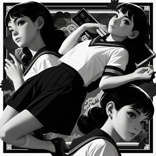 Inkruin style, Midjourney V6.1: black-and-white manga comic strip