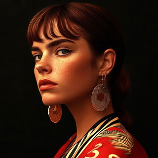 Inkruin style, Midjourney V6.1: photographic portrait of female protagonist