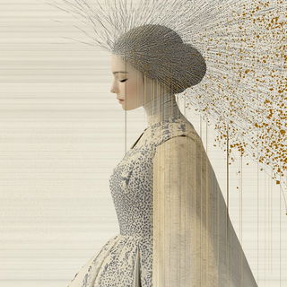 Pylon Redoubt style, Midjourney V6.1: haute-couture fashion outfit