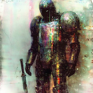 Stratafall style, Midjourney V6.1: concept art character design of retropunk steam knight