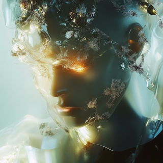 Bluegreen Erosion style, Midjourney V6.1: abstract 3D render