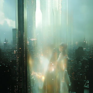Bluegreen Erosion style, Midjourney V6.1: megacity with futuristic bioarchitecture