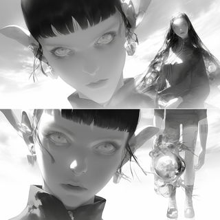 Bluegreen Erosion style, Midjourney V6.1: black-and-white manga comic strip