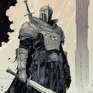 Heliopause Ribbonwork style, Midjourney V6.1: concept art character design of retropunk steam knight