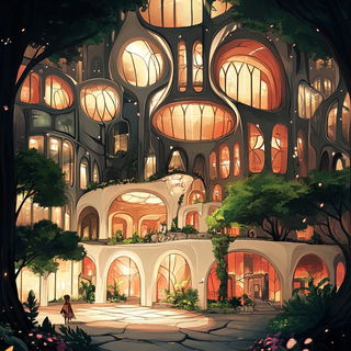 Volcanic Fableprint style, Midjourney V6.1: megacity with futuristic bioarchitecture