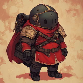 Volcanic Fableprint style, Midjourney V6.1: concept art character design of retropunk steam knight