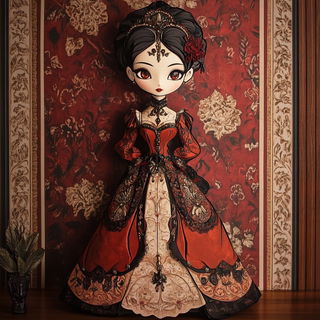 Volcanic Fableprint style, Midjourney V6.1: haute-couture fashion outfit