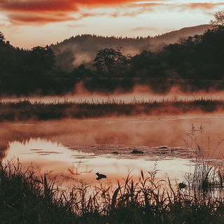 Volcanic Fableprint style, Midjourney V6.1: realistic landscape photograph of quiet dawn