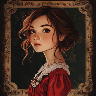 Volcanic Fableprint style, Midjourney V6.1: photographic portrait of female protagonist