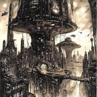 Mistral Caravanserai style, Midjourney V6.1: megacity with futuristic bioarchitecture