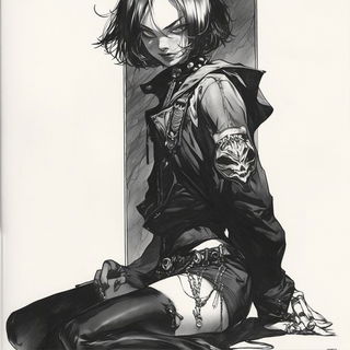 Mistral Caravanserai style, Midjourney V6.1: black-and-white manga comic strip