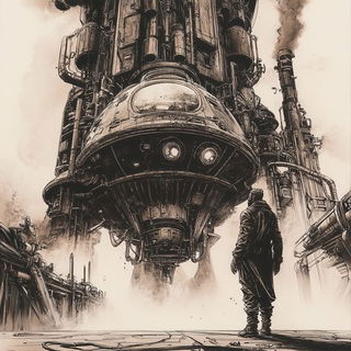 Mistral Caravanserai style, Midjourney V6.1: cinematic shot from sci-fi movie