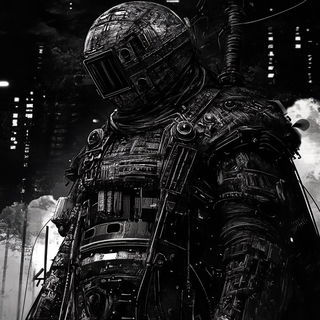 Switchyard Manga Brutalism style, Midjourney V6.1: concept art character design of retropunk steam knight